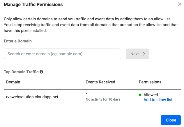 How to fix the “Your pixel is being used on new domains” error on Facebook
