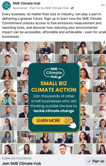 Strategic lead generation and paid media campaign increases email subscriber list by 73% for SME Climate Hub